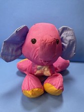 Fisher Price Mini Puffalump Nylon Plush Elephant 10  Rattle Pink 1995 Vintage