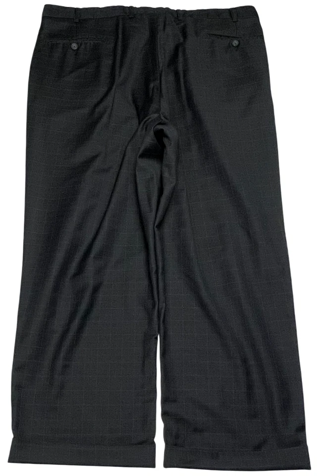 Linea Naturale 100% Wool Pleated Cuffed Plaid Dress Pants Men (38X27) Italy Made - Image 3 of 4