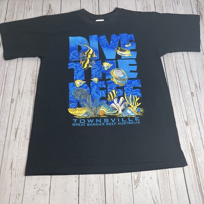 Vintage 90s Great Barrier Reef Graphic T Shirt Single Stitch Australia Medium