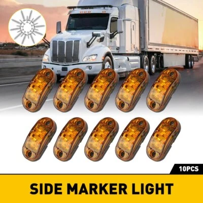 AUXITO 10* Amber 2-LED Oval Side Marker Lights Truck Trailer Clearance Light Waterproof