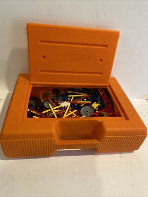 KNex Vintage Orange Hard Box Carrying Case w/Pieces Wheels