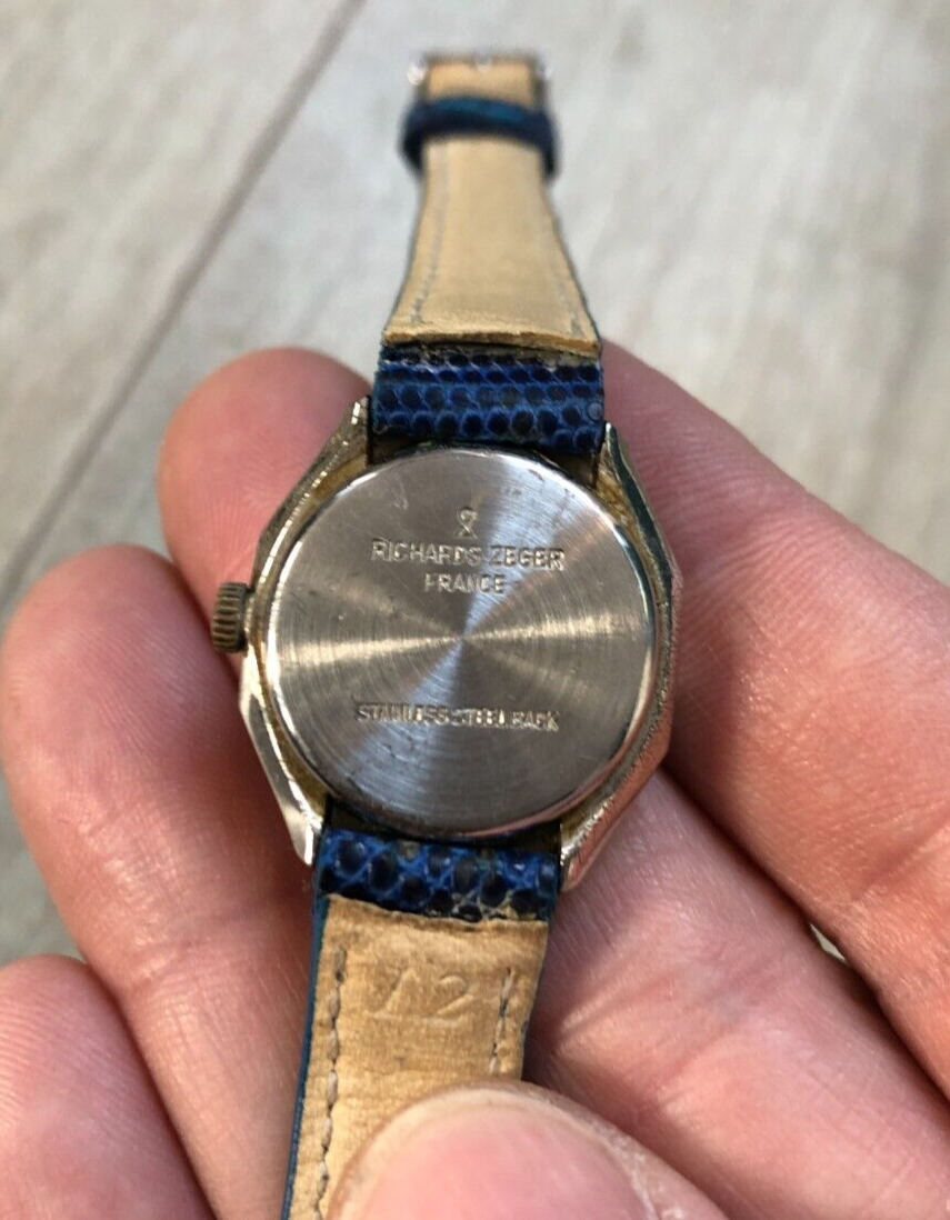 Montre Vintage Femme Richard Zeger En Argent - Fonctionnelle - Cadran Noir - Avec Boîte