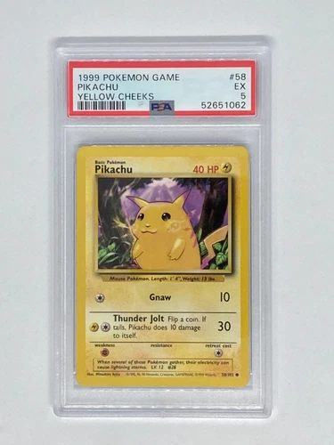 1999 Pokemon Base Set PIKACHU #58 - Yellow Cheeks WOTC - PSA 5