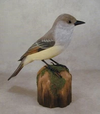 Dusky-capped Flycatcher   Original Wood Carving