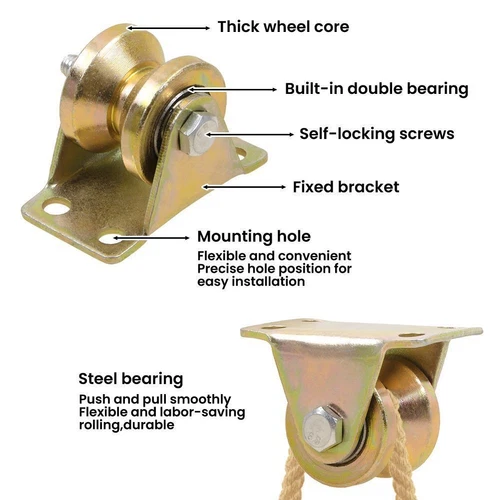 4 Stk Umlenkrollen Für Seile V-Nut Rollenrad Umlenkrolle Hebekran Seilrolle DE - Bild 9 von 11