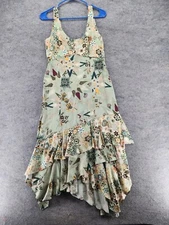 Odd Molly Dress Womens 1 Sleeveless Green Tiered Ruffle