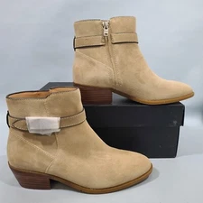 Coach Dylan Oat Suede Block Heel Ankle Boots Womens Size 5.5B NIB MSRP $195