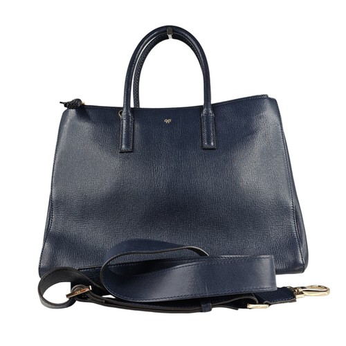 Anya Hindmarch Ebury Womens Navy Leather Tote Bag - Picture 6 of 10