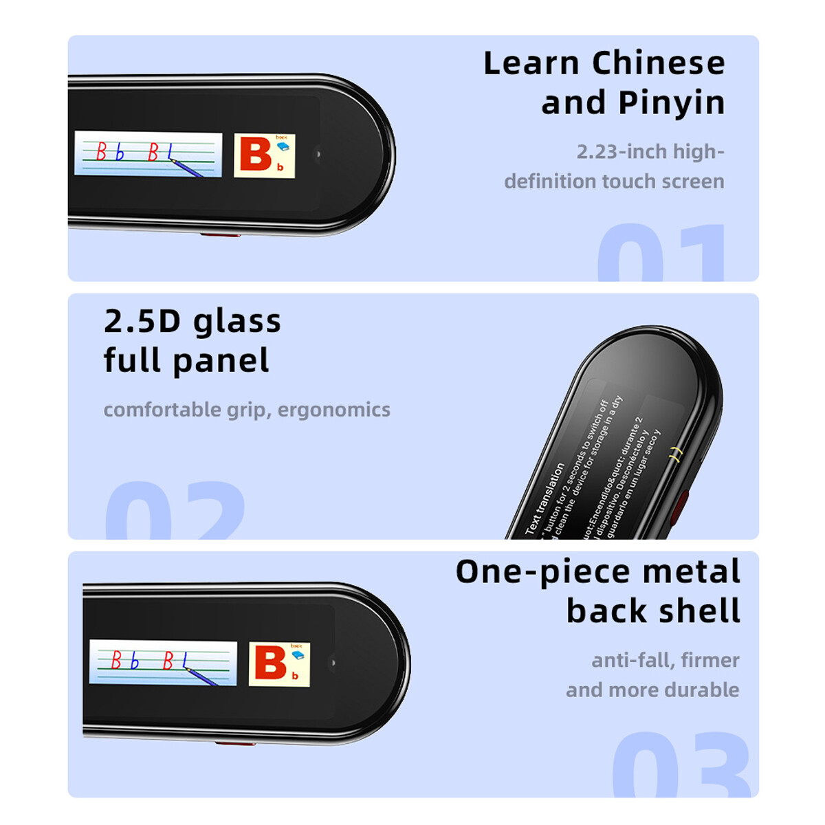 Scanning Translation Pen Reader - HD Touchscreen, Text-to-Speech, For Books & Newspaper