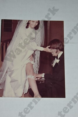 1970s pretty bride legs garter  VINTAGE PHOTOGRAPH Ea