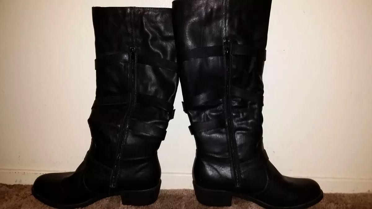 Boots with Buckle Gothic Design Knee High Black Jellypop Women s Size 10M
