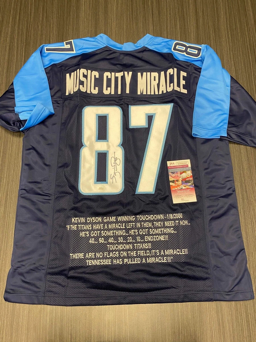 Kevin Dyson Signed Custom Tennessee Titans Stat Jersey JSA COA