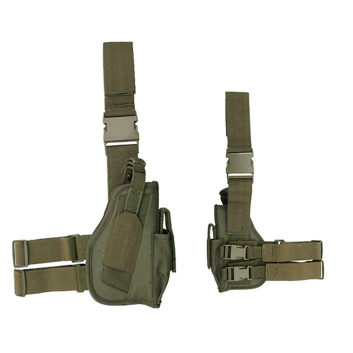 Holster Tactique MFH – Cuisse, 3 Pochettes Chargeurs, Olive, Pour Airsoft / Militaire