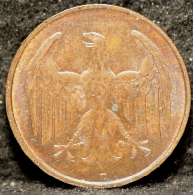 Germany, 1932-D 4 Pfennig, KM75, About Uncirculated, 2-7