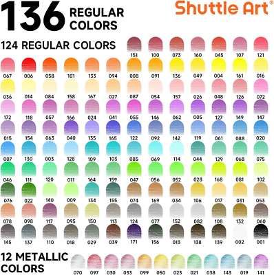 Shuttle Art 136 Coloured Pencils , Soft Core Colouring Pencils Set