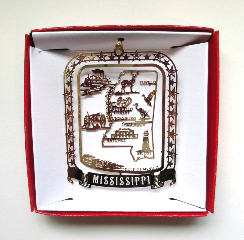 Mississippi  Brass Ornament State Landmarks Jackson Biloxi Vicksburg Natchez