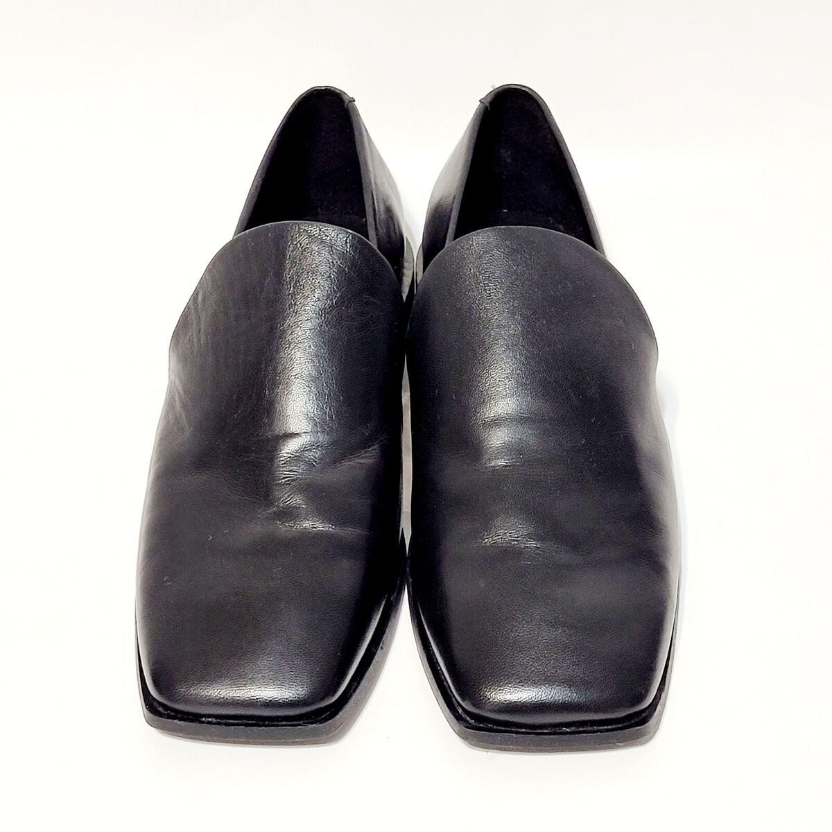COS Black Leather Loafer Shoes Geometric Block Heel SlipOn COS Black Leather Loafer Shoes Geometric Block Heel SlipOn