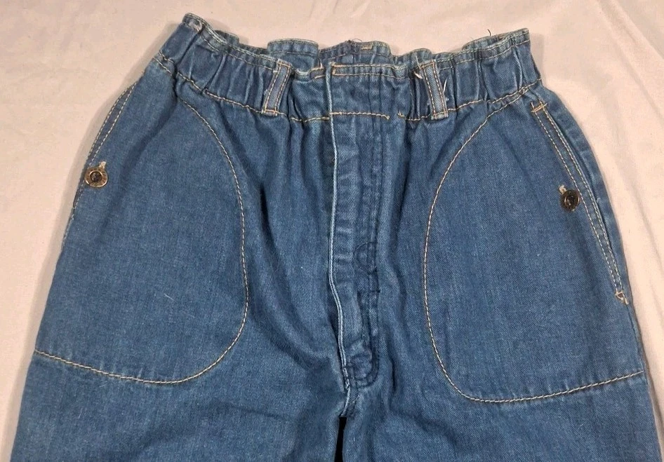 VTG 70's Faded Glory 4☆ By Appendagez Elastic Waist Bellbottom Jeans Jr. Size 32 - Image 3 of 4