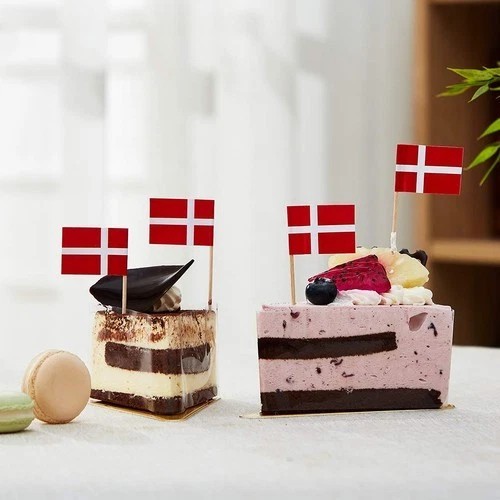 Mini Denmark Toothpick Flags – 100-Pack For Food, Cupcakes, Cocktails & Party Decor