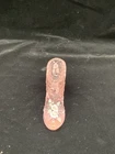 Fenton Art Glass Hand Painted Pink Cabbage Rose Slipper or Shoe Label, Signed