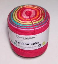 875 yard ball of Queensland RAINBOW CAKE 100% Organic Cotton Yarn #207 SCARLET