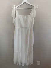 Lulus Bimini Swiss Dot Tie-strap Midi Dress Size