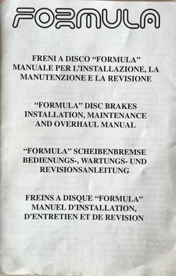 Formula Evoluzione Scheibenbremse Bedienungs-, Wartungs-, und Revisionsanleitung