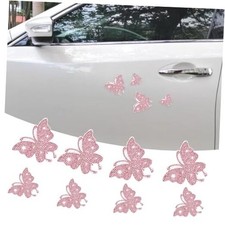 8PCS Bling Crystal Butterfly Car Decals, Auto Decoration Rhinestone Pink