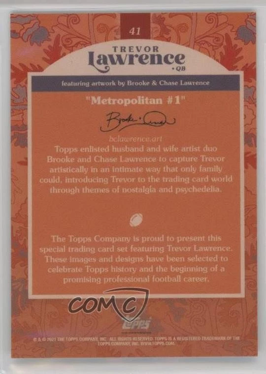 2021 Topps X Trevor Lawrence Green /150 Trevor Lawrence #41 Rookie RC - Image 2 of 2