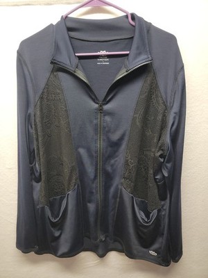 Maurices In Motion Womens Plus Size 1 Full Zip Athletic Jacket with Lace Panels 