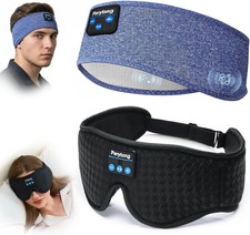 Sleep Mask with Bluetooth Headband Headphones 2-in-1, Ultra-Soft 3D Contoured Wi