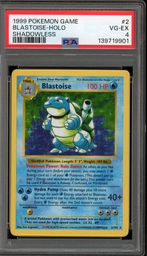 Pokemon Blastoise Base Set Shadowless Holo Rare #2 PSA 4