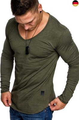 Amaci&Sons Oversize Herren Longsleeve Vintage Sweatshirt V-Neck Basic