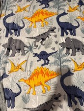 Reversible dinosaur themed single duvet bedding, white, multi coloured