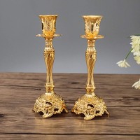 KerzenstäNder Shabbat Gold Metall Kerzenhalter 2Er Set Hochzeit Deko 18,8Cm