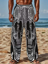 Bold Black  White Skull Print Pajama Pants   3D All Over Print