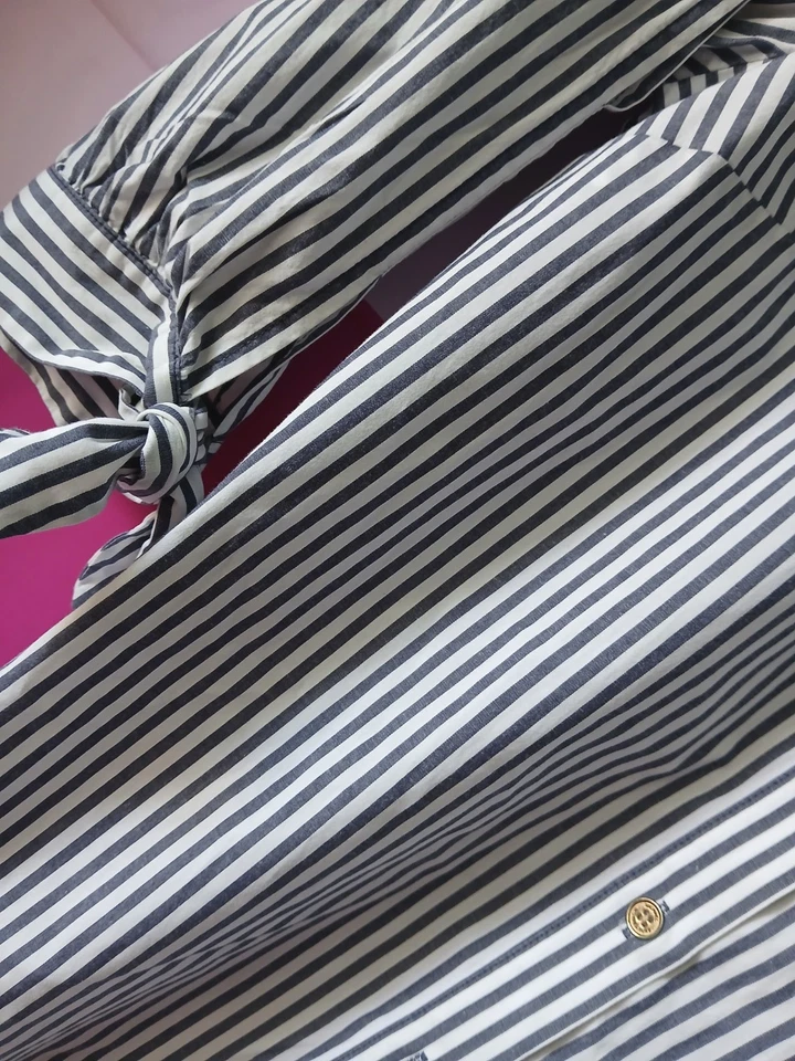 VESTIDO INFORMAL MACHEL CORS BLUSA LARGA RAYAS GRIS 8 Manngas 3/4 Foto 4 de 4