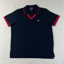 Polo Jeans Co. Polo Shirt Collard V-neck Made in USA Navy Men's Size S VTG NWT