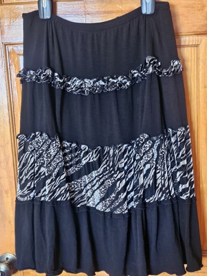  Tableau Deme De France Made In The USA Women Size XL Tribal BLACK Skirt STRETCH