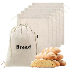 6 Packs Reusable Bread Bags, Linen Sourdough Bread Bags, 12 x 15 Inch
