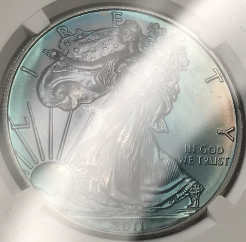 2011-W Burnished $1 1oz Silver American Eagle NGC Unc Details Artificial Toning