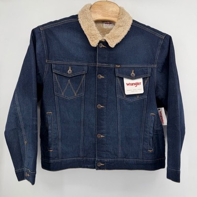 Wrangler Denim Jacket Mens XL Blue Sherpa Lined Trucker 112338575 Western Rugged