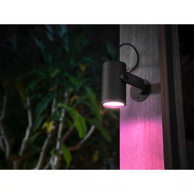 Lily Outdoor Black Spot Light Smart Color Changing Low Voltage Plug-In Base Kit