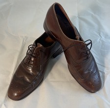 Vintage Bally Gino Mens 8 M Dark Oxblood Captoe Dress Shoes W/ Box Made In Italy