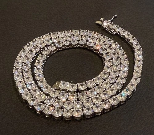 24-inch 925 Sterling Silver Moissanite Tennis Chain Necklace 6mm for Men Jewelry - product listing photo