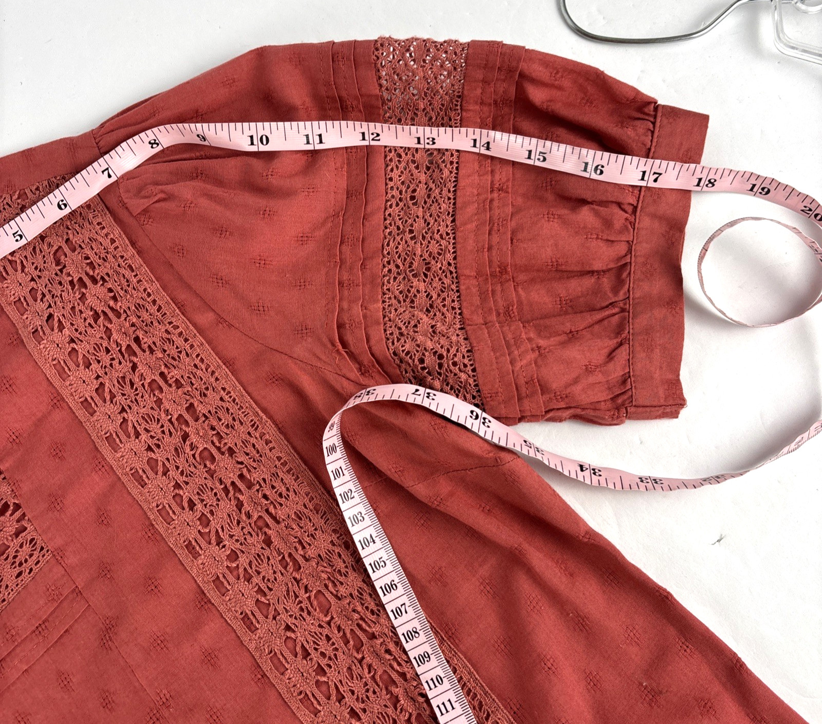 Universal Thread Lace Trim Eyelet Blouse 100% Cot… - image 13