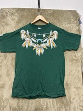 Vintage Anvil Native American Shirt Large Green Short Sleeve Dream Catcher USA