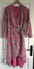 Mint Velvet Beautiful Pink Floral Wrap Over Midi Dress Size 8