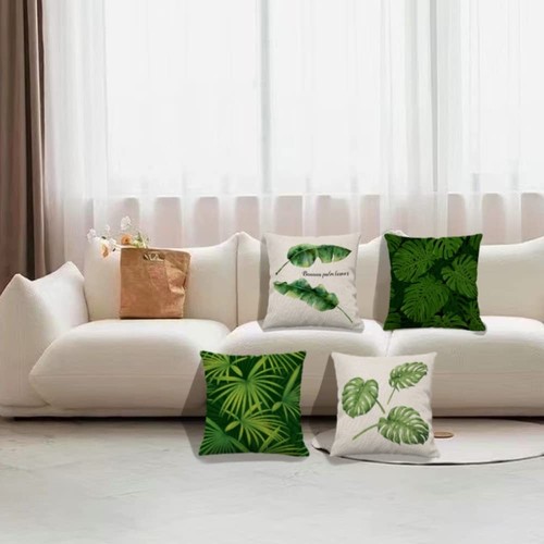 Green Plants Throw Pillow Covers 18x18 Set of 4 Tropical Leaf Pillow Covers S... - Picture 2 of 7