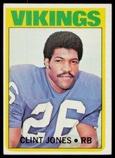 1972 Topps #166 Clint Jones Rookie Minnesota Vikings RC Card. rookie card picture